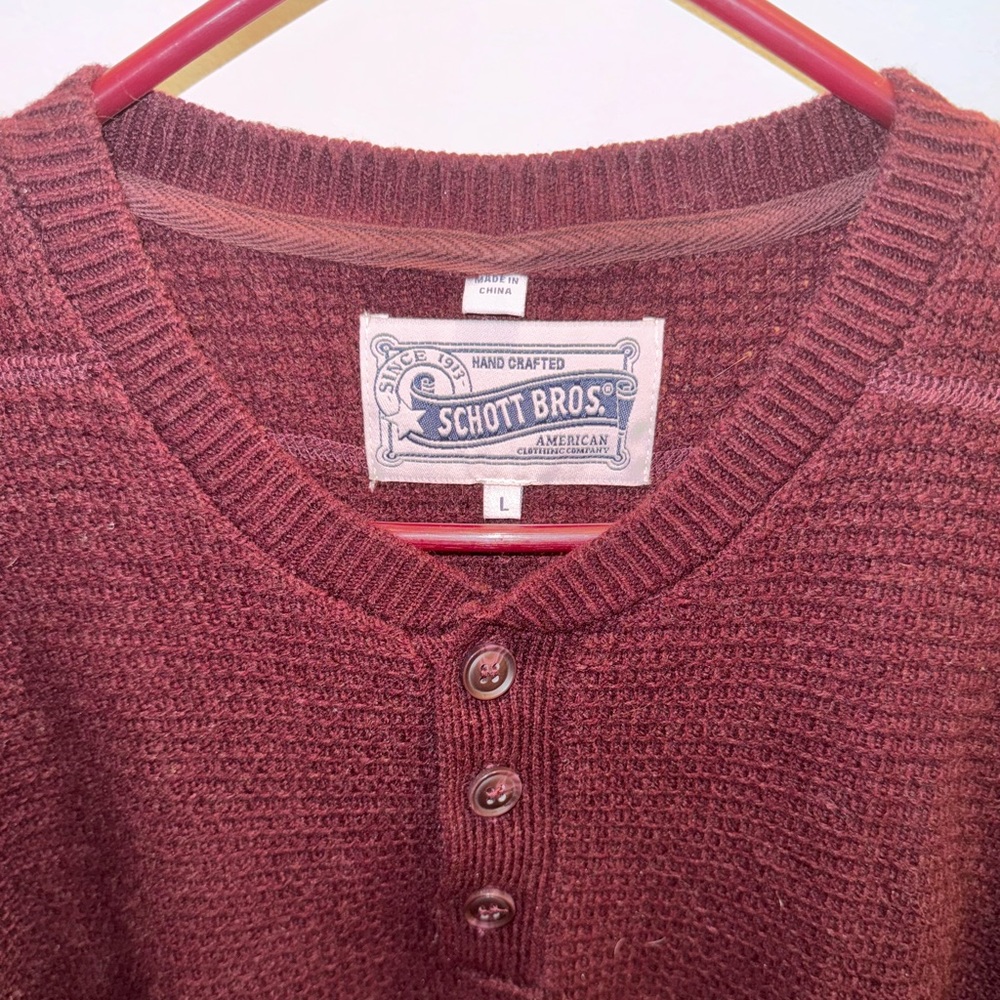 Mens Schott Brothers Lambswool Henley Sweater